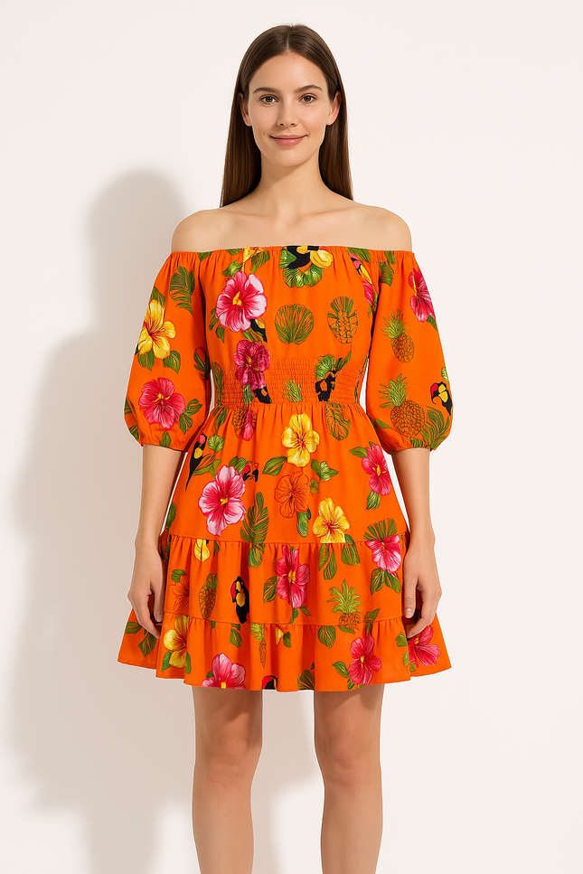 Robe Courte Orange Femme