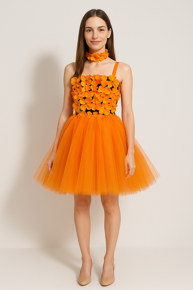 Robe Orange Fleurie