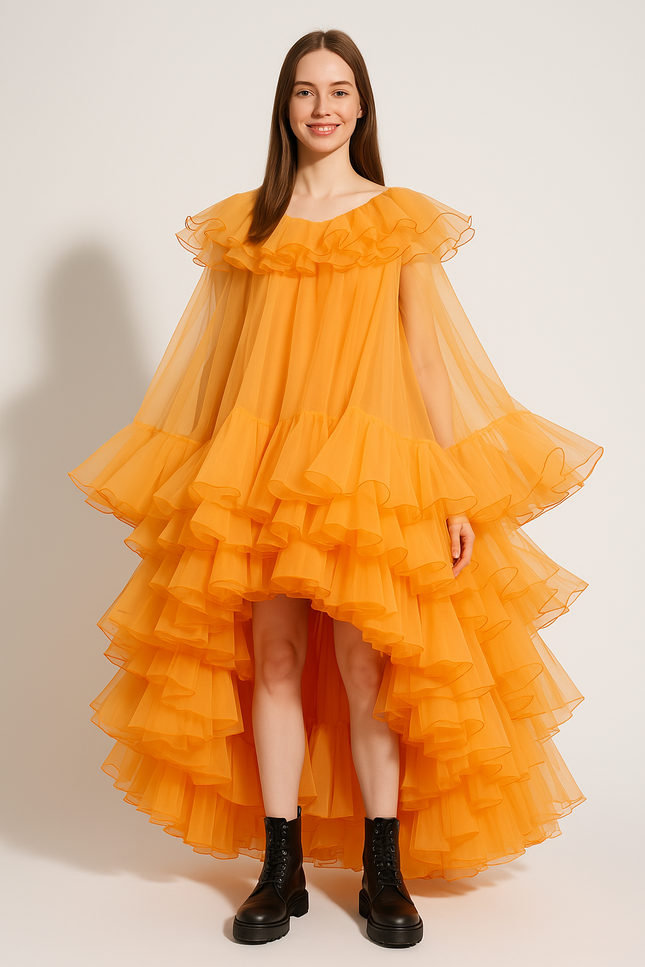 Robe Orange Asymétrique