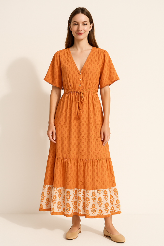 Robe Longue Orange Femme