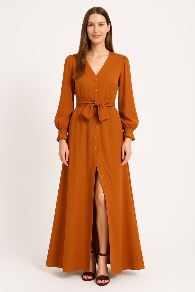 Robe Orange Longue Femme