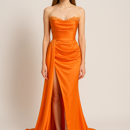Robe De Soirée Courte Orange