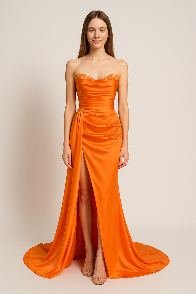 Robe De Soirée Courte Orange