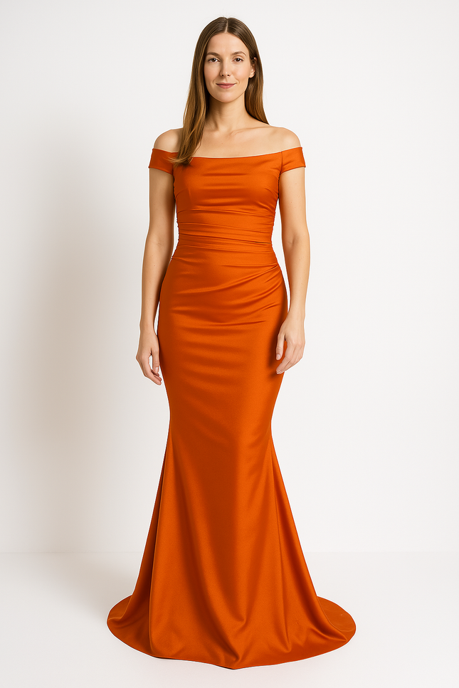 Robe Élégante Orange Satinée