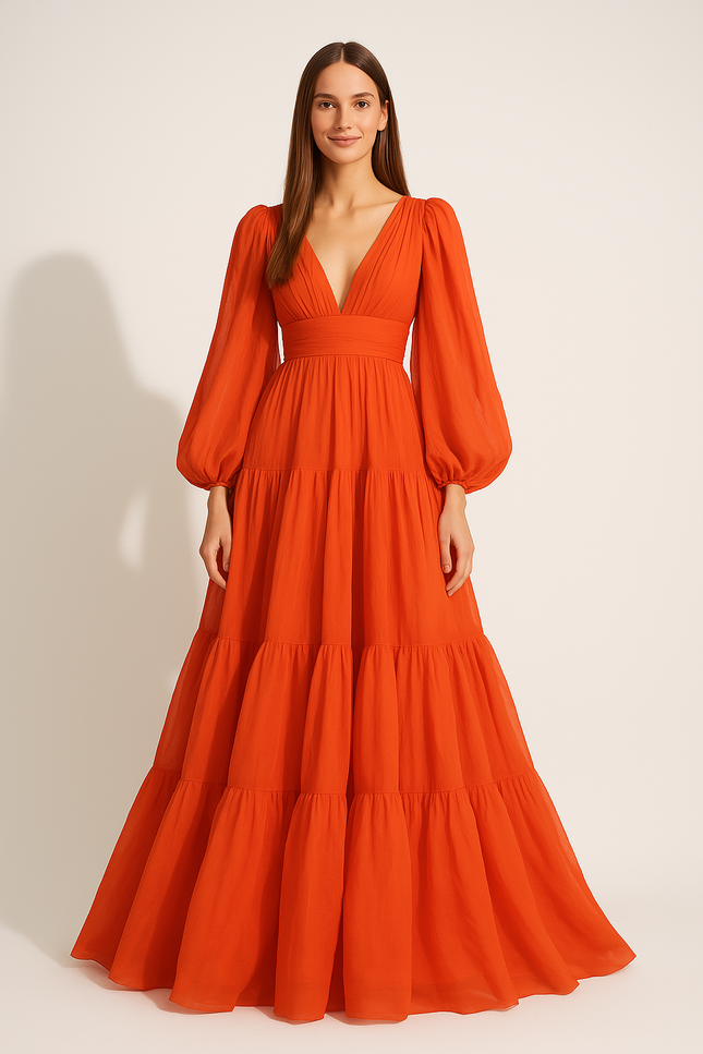 Robe Orange Ample Et Longue
