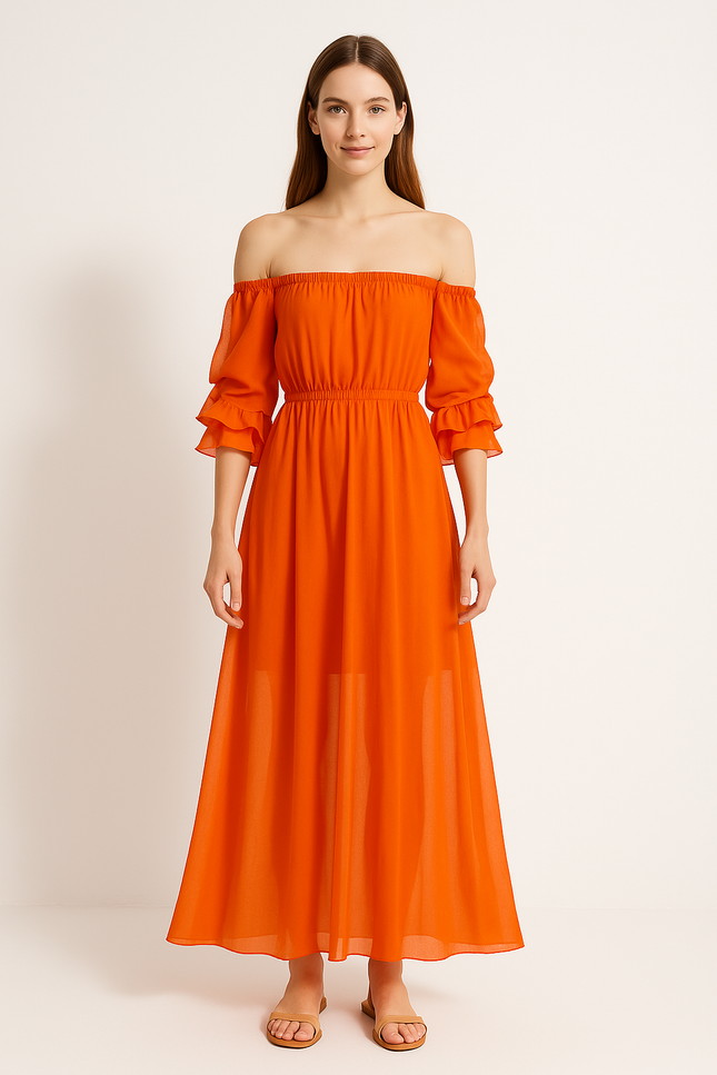 Robe Orange Sans Manche