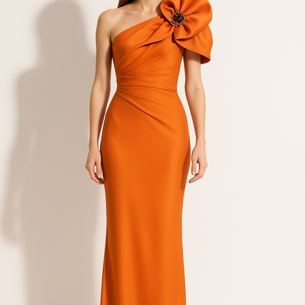 Robe Longue Orange Et Blanche
