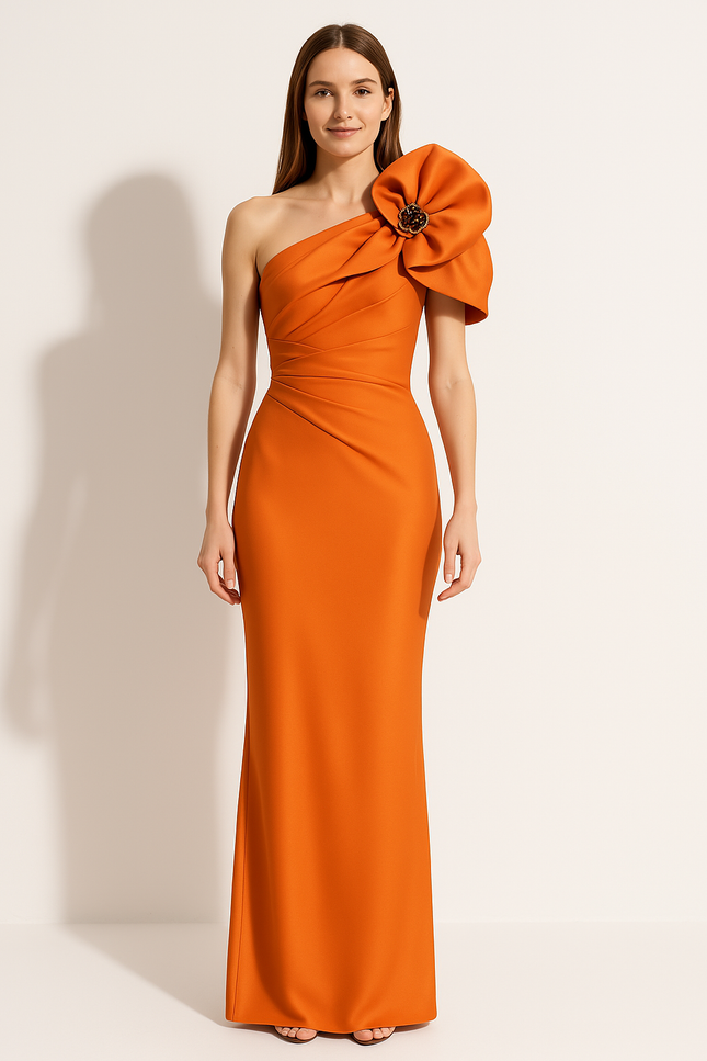 Robe Longue Orange Et Blanche