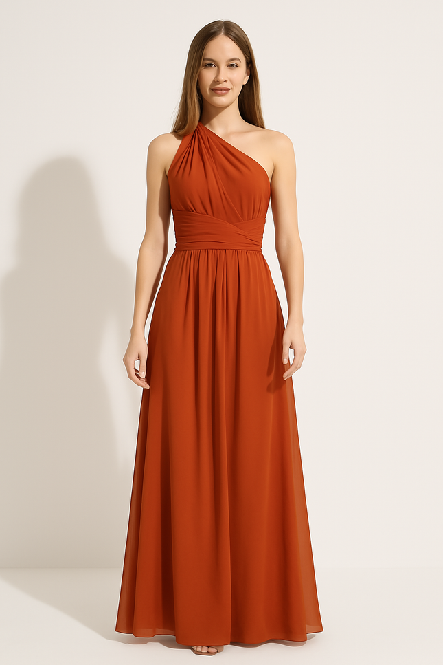 Robe Longue Orange Moderne Chic