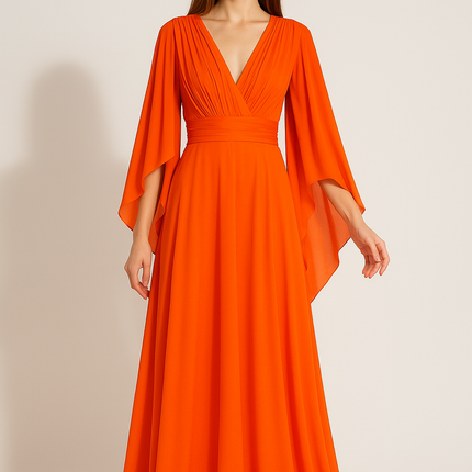 Robe Orange Manche Longue