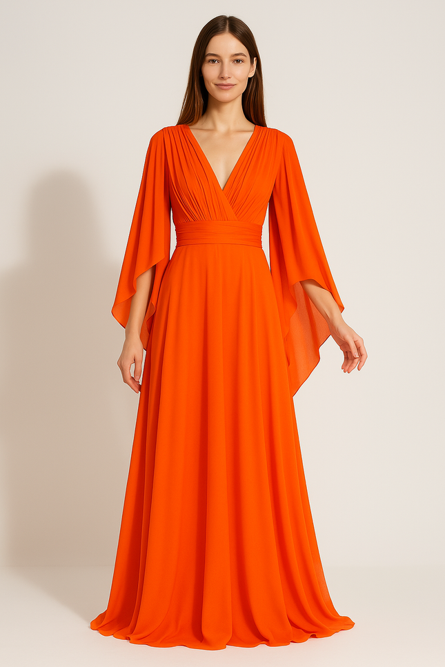 Robe Orange Manche Longue