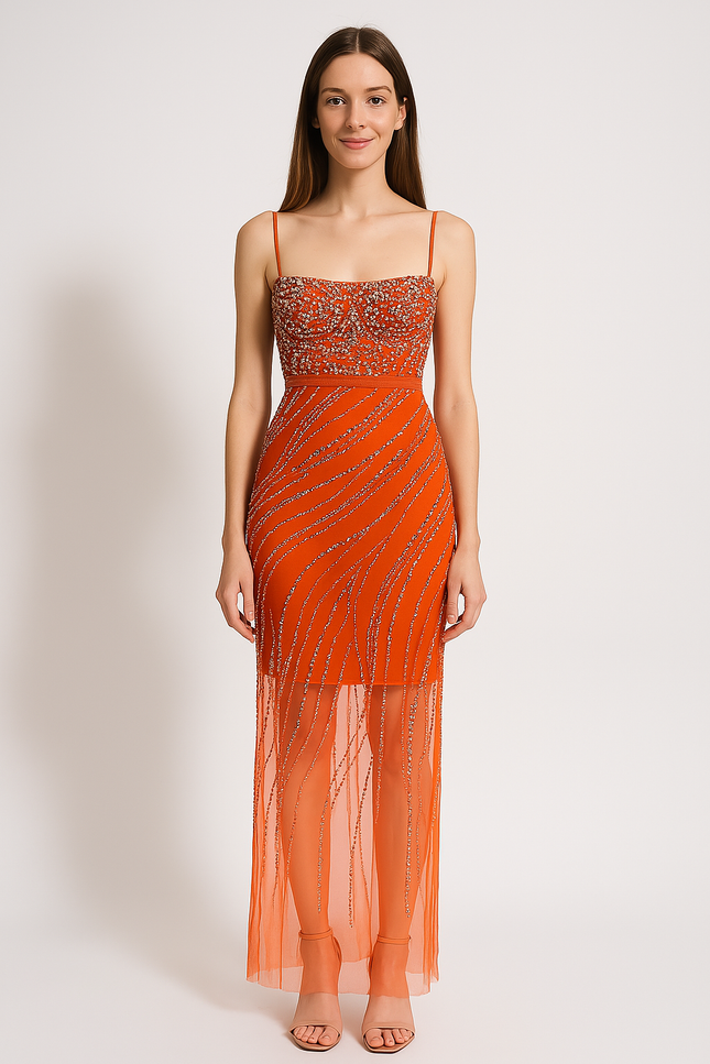Robe Orange Pailleté