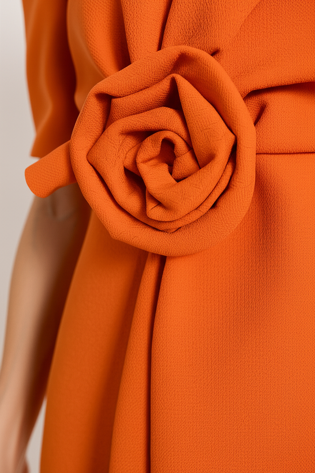 Robe Orange Chic À Volants - gallery 3