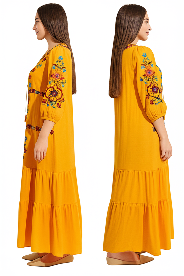 Robe Orange A Fleurs - gallery 2