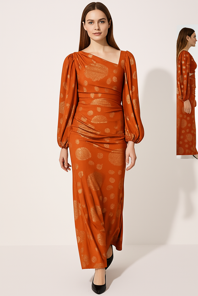 Robe Longue Orange Brulé - gallery 4