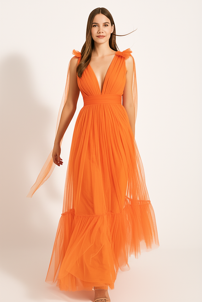 Robe Longue Femme Orange - gallery 4