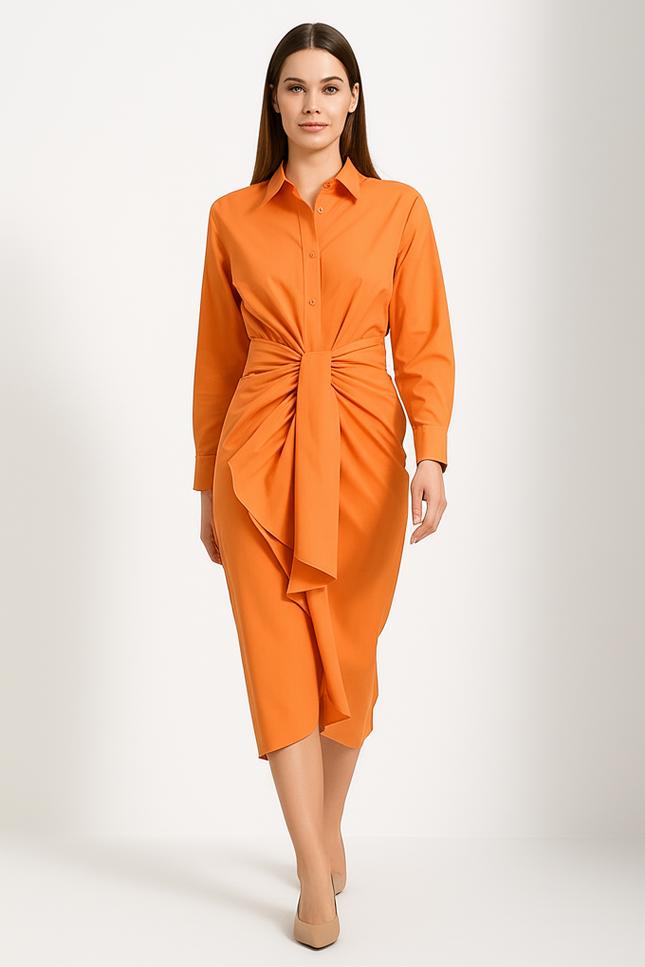 Robe Chemise Orange Femme - gallery 4