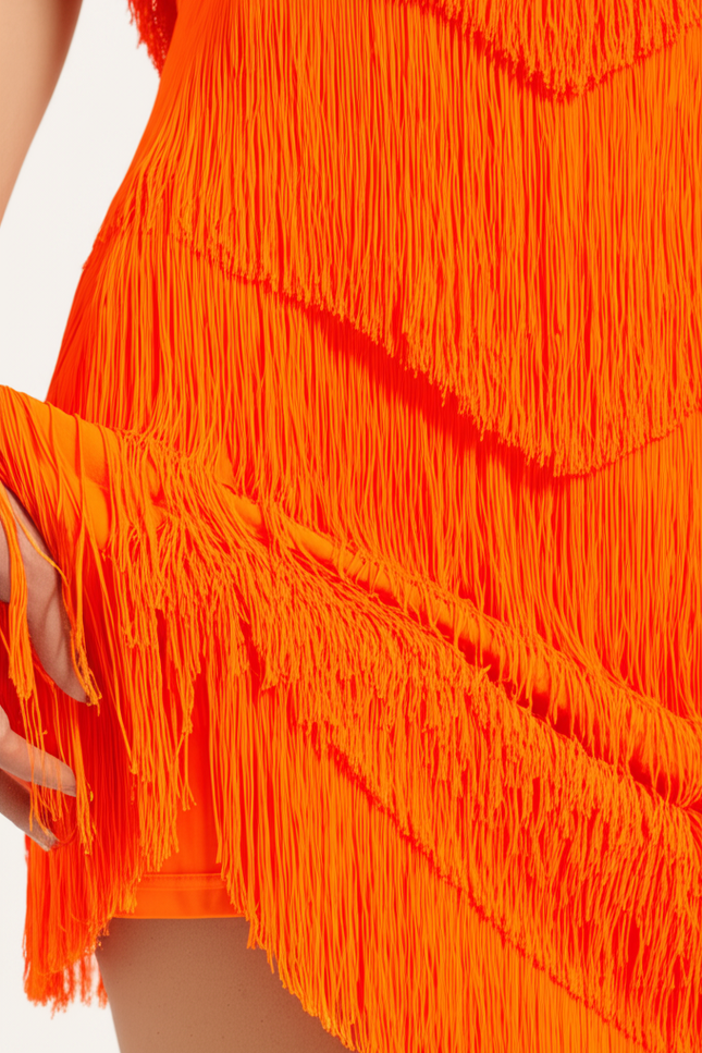 Robe Orange Frangée - gallery 3
