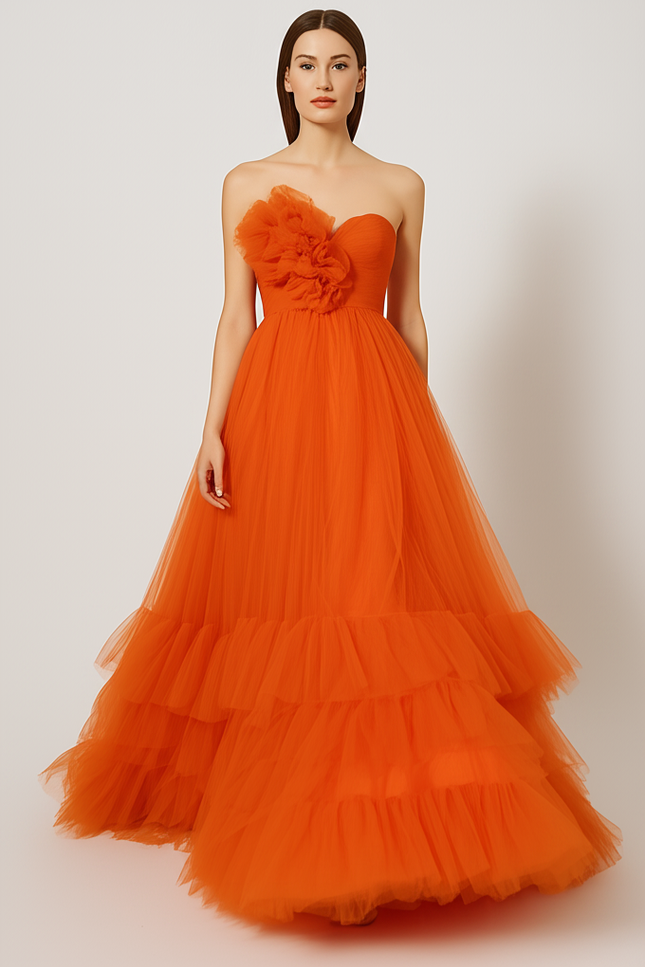 Robe Tulle Orange - gallery 4