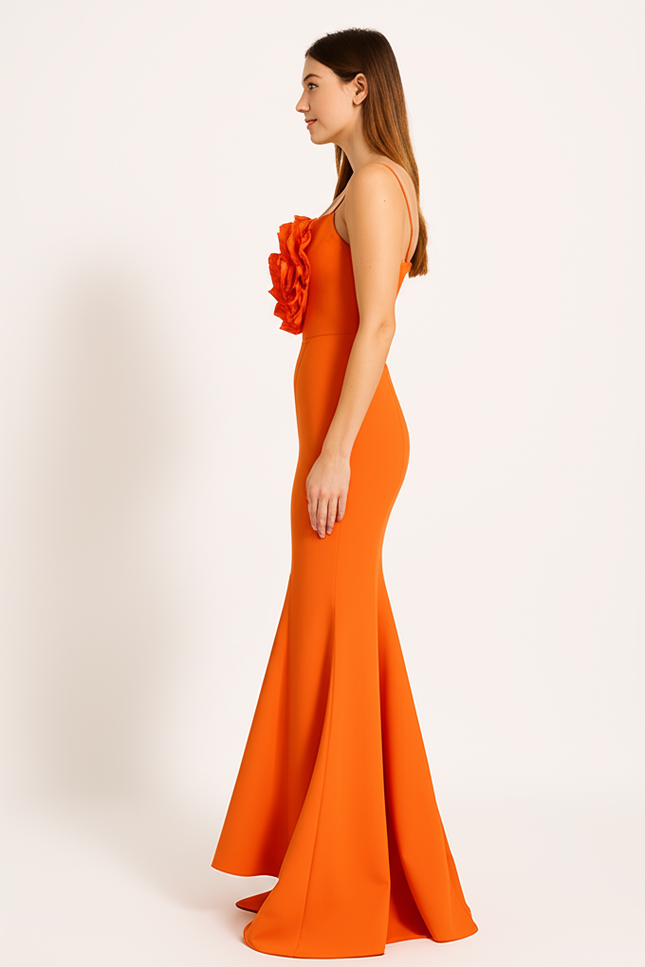 Robe Orange Chic À Volants - gallery 2