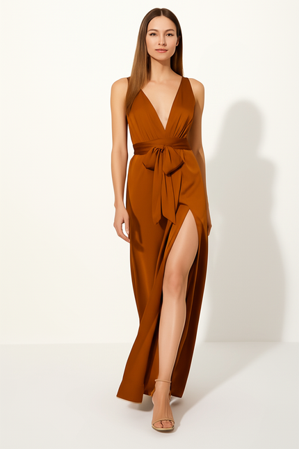 Robe Orange Longue Femme - gallery 4
