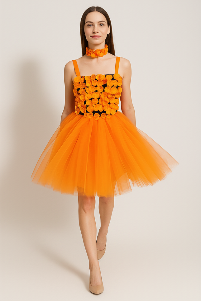 Robe Orange Fleurie - gallery 4