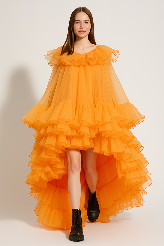 Robe Orange Asymétrique - gallery 4