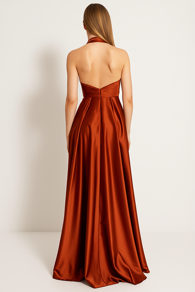 Robe De Soirée Longue Orange - gallery 1