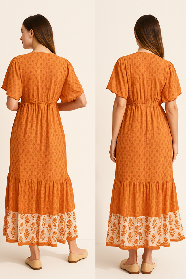 Robe Longue Orange Femme - gallery 1