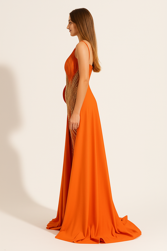 Robe De Soiree Orange Brûlé - gallery 2