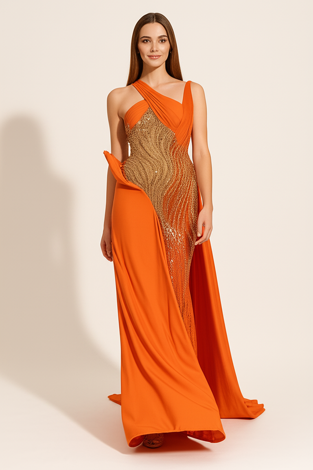 Robe De Soiree Orange Brûlé - gallery 4