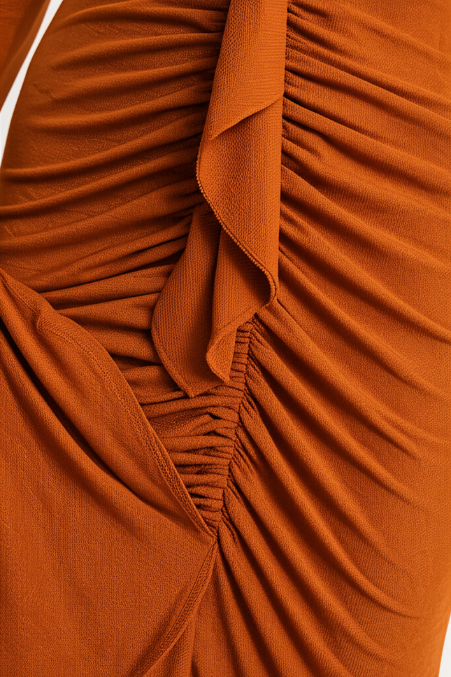 Robe Orange Moulante Élégante - gallery 3