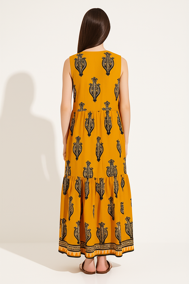 Robe Longue Orange Et Rose - gallery 1