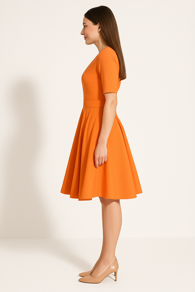 Robe Orange Manches Courtes - gallery 2