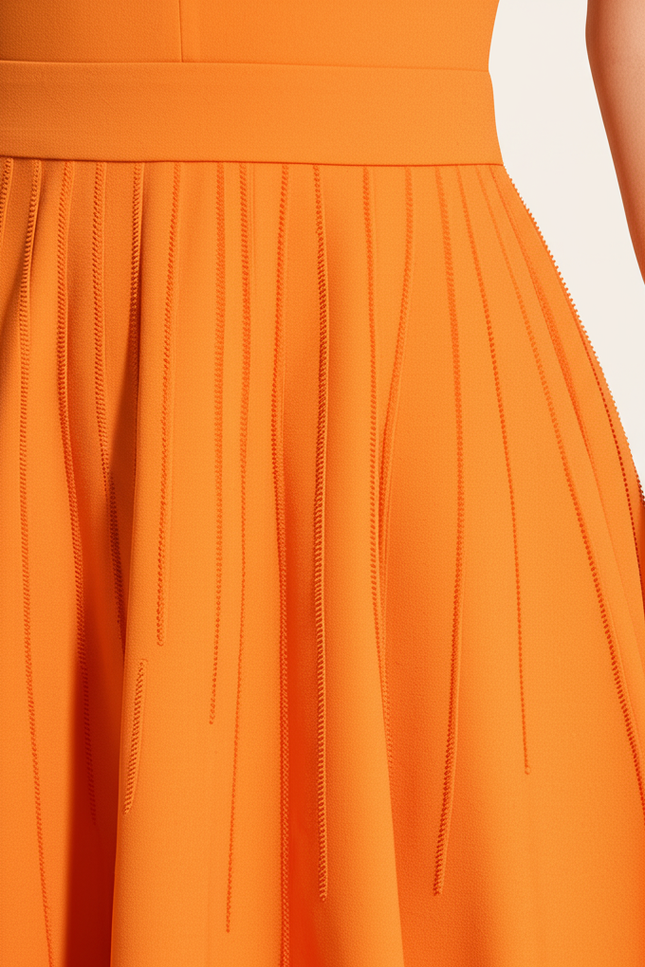 Robe Orange Manches Courtes - gallery 3