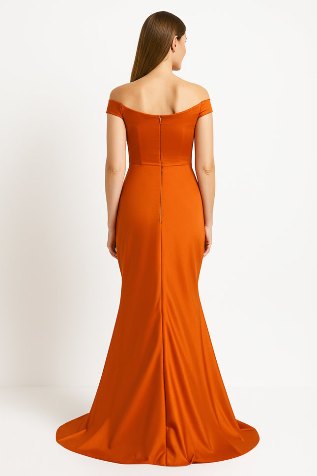 Robe Élégante Orange Satinée - gallery 1