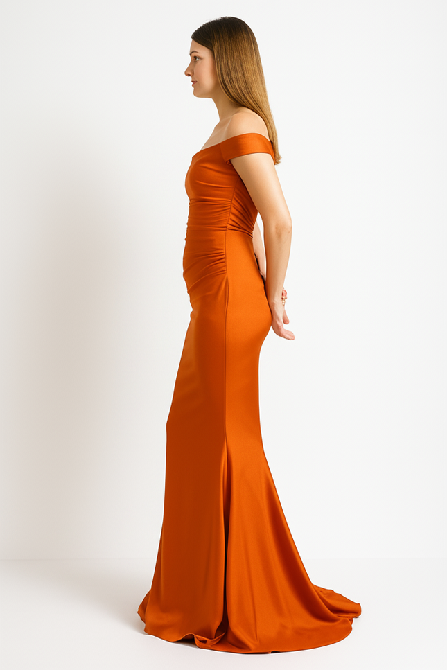 Robe Élégante Orange Satinée - gallery 2