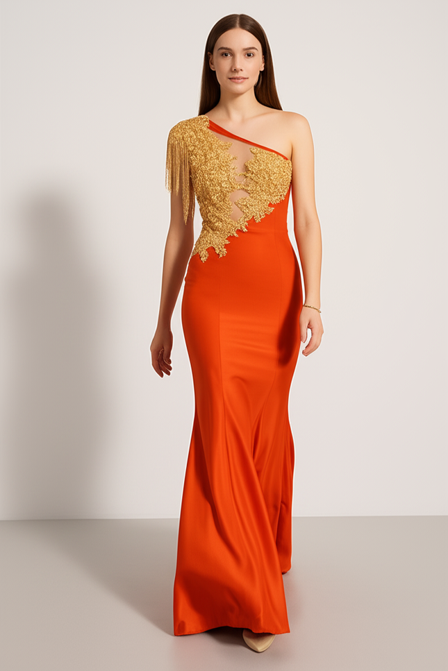 Robe Longue Orange Fluo - gallery 4