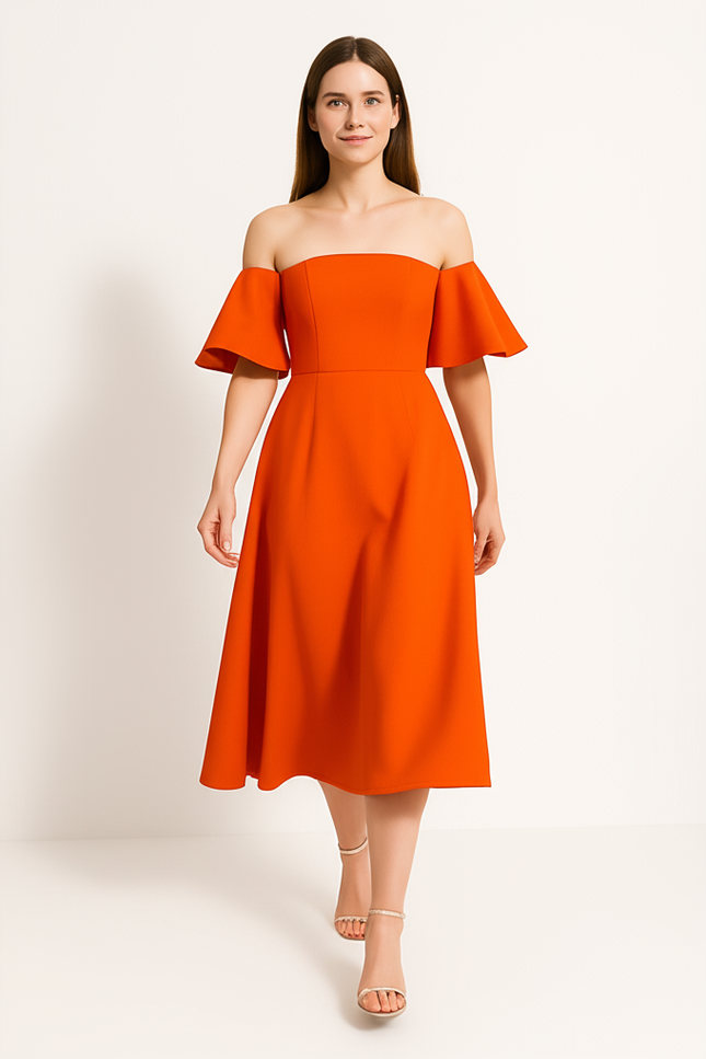 Robe Cocktail Mariage Orange - gallery 4