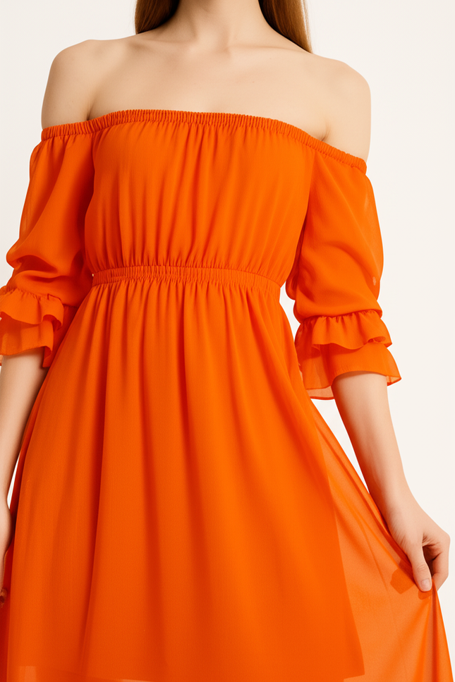 Robe Orange Sans Manche - gallery 3
