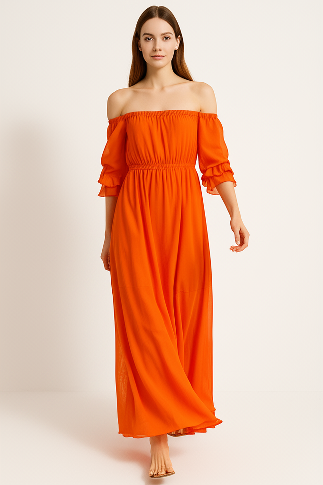 Robe Orange Sans Manche - gallery 4