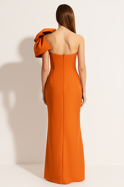 Robe Longue Orange Et Blanche - gallery 1