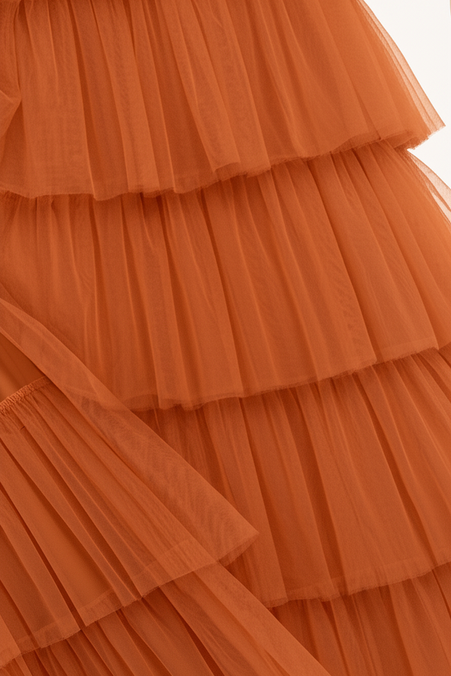 Robe Orange Fluo Élégante - gallery 3