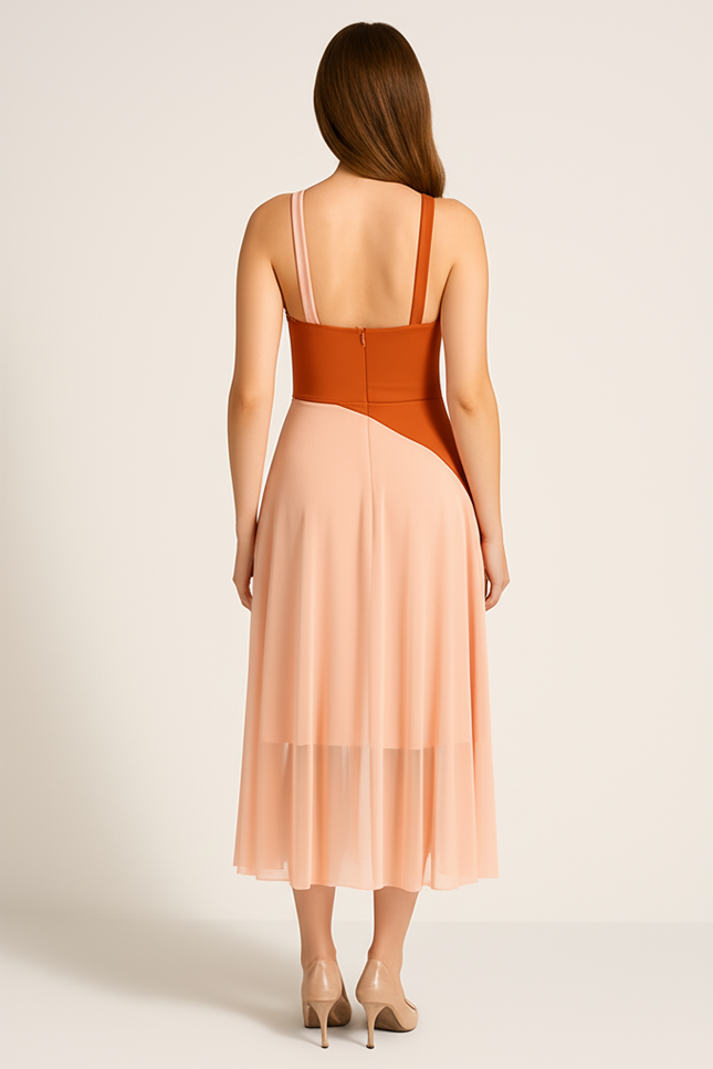 Robe Orange Et Rose Femme - gallery 1