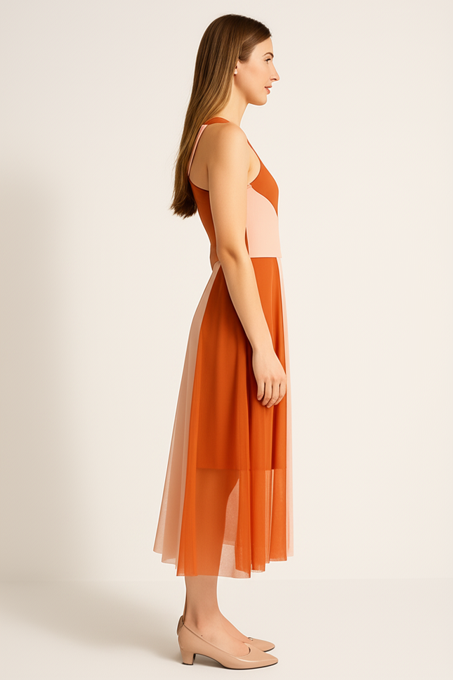Robe Orange Et Rose Femme - gallery 2