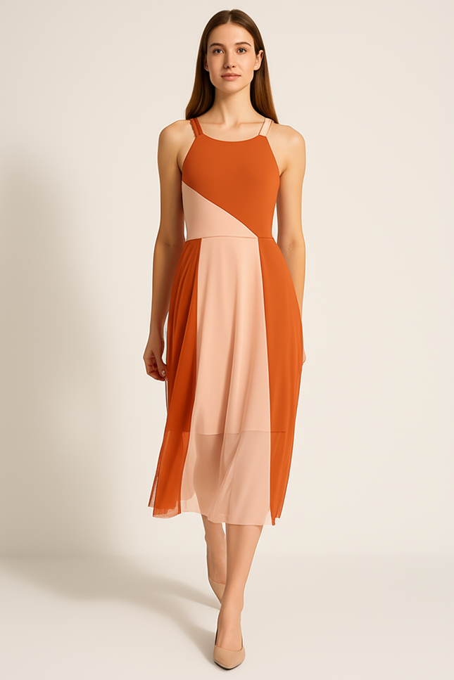 Robe Orange Et Rose Femme - gallery 4